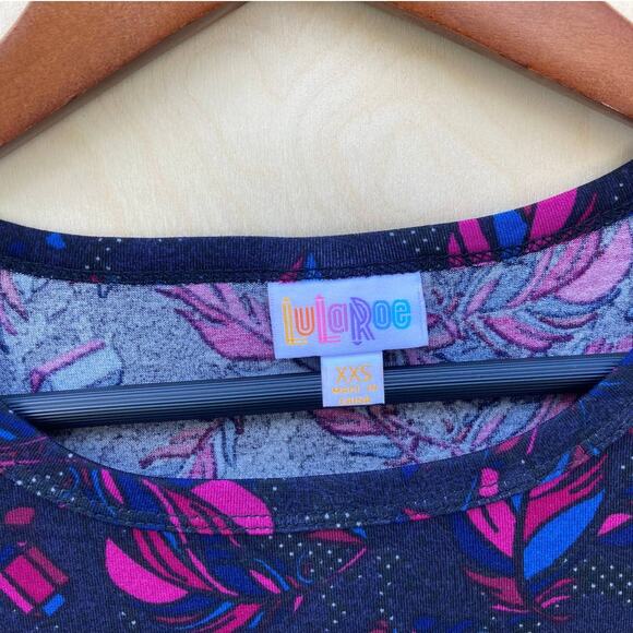 LuLaRoe Women's Dress Julia Bodycon Fuschia Teal Feather Print Size XXSmall EUC - Picture 11 of 12